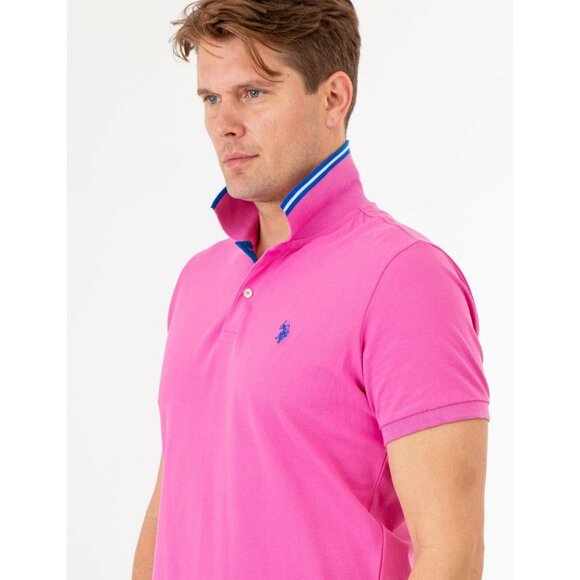U.S. Polo Assn Interlock Polo Shirt Men Size L Pink Collared Short Sleeves Golf - Picture 2 of 3